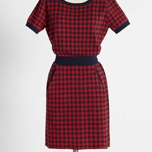 Modcloth red & blue gingham dress